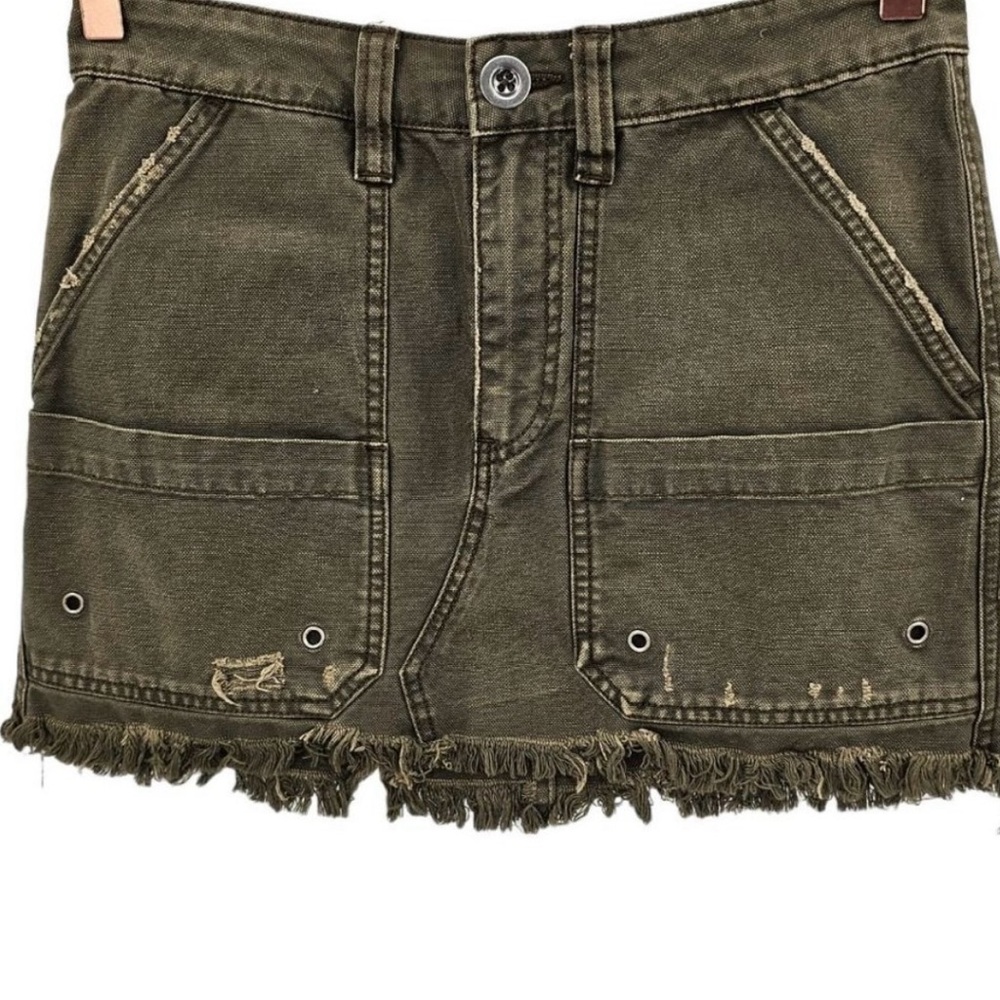 Free People olive green military cargo mini skirt size 25